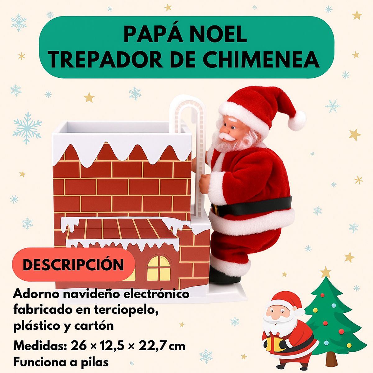 GENERICO - Papá Noel Trepador de Chimenea Animado