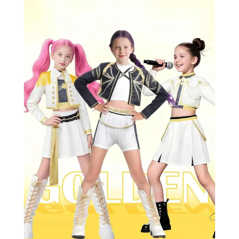 Disfraz De Cazador De Demonios Con Peluca – Set Cosplay De Anime Para Mujer Y Niña, 3 Piezas + 2 Pelucas Largas