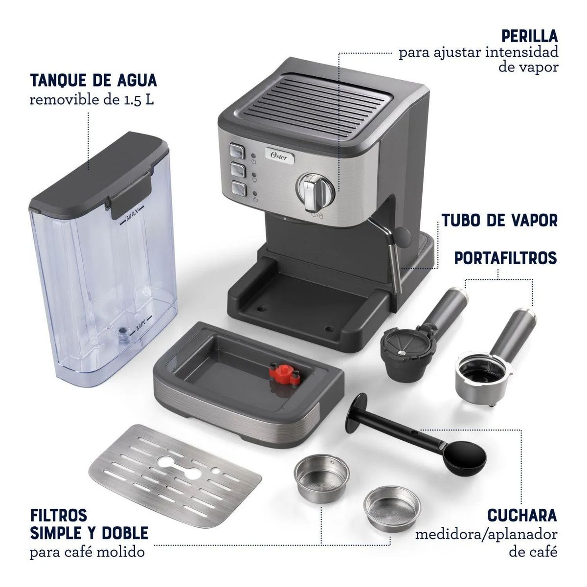 OSTER - Cafetera De Espresso Oster 15 Bares BVSTEM5502