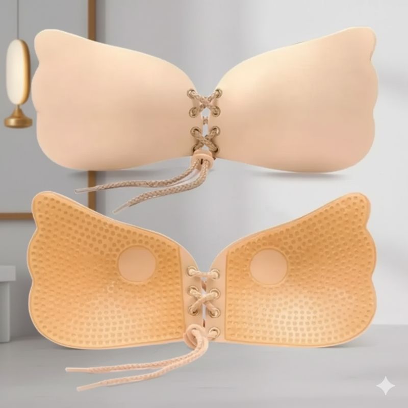 GENERICO - SUJETADOR ADHESIVO INVISIBLE TIPO MARIPOSA-NUDE