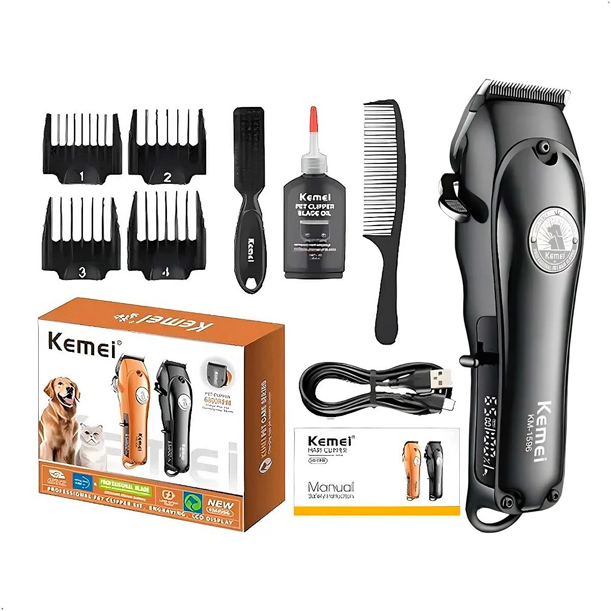 KEMEI - Cortadora De Pelo Mascotas Profesional Kemei KM-1596 6800RPM