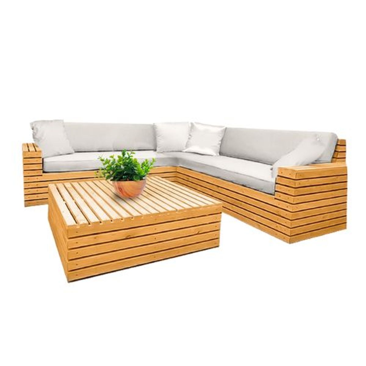 MOVENDA - Sofá seccional de terraza Perdiz 5 personas con mesa Movenda