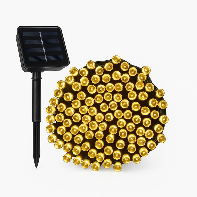 GENERICO - Tira de Luces Solares Cálidas 20M con 200 Focos
