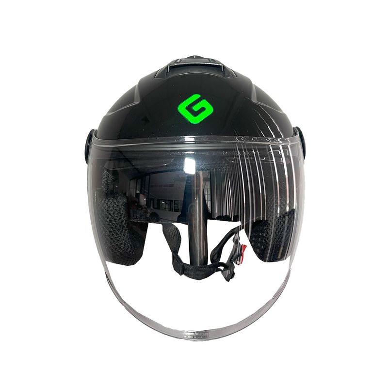GREENLINE - CASCO PARA MOTO DOBLE VISOR, tipo Abierto, Greenline 502 NEGRO