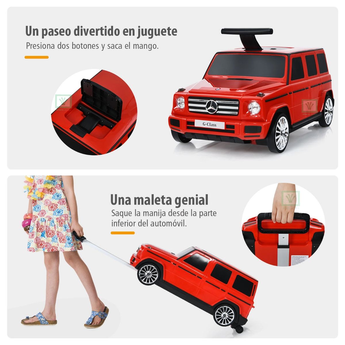 MERCEDES BENZ - Correpasillos 2 en 1 Maleta Rojo