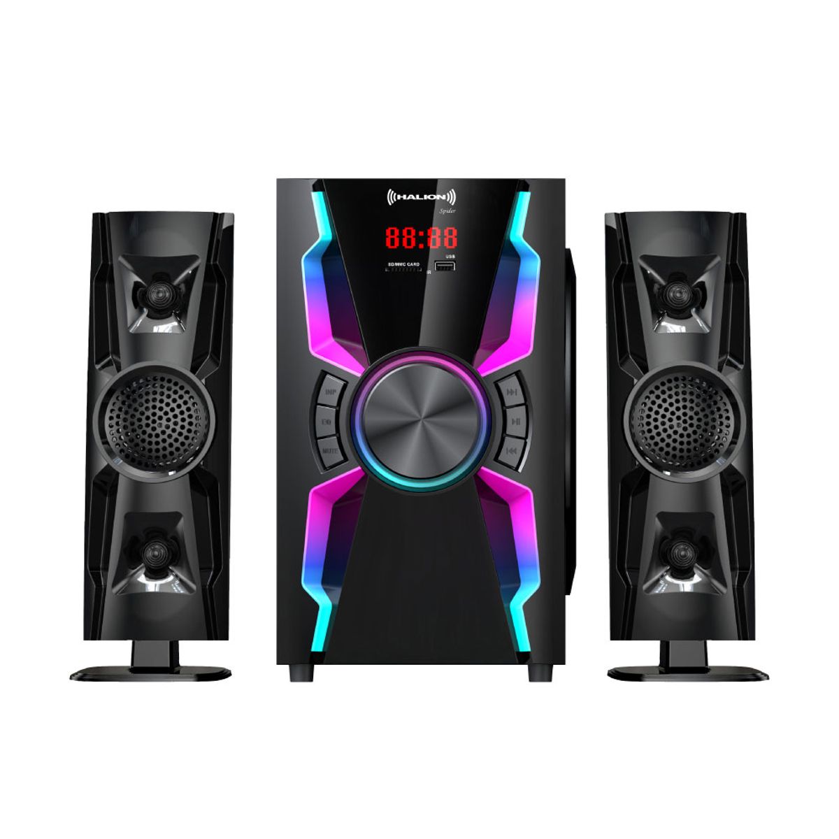 HALION - Parlante 2.1 Halion HA-F55 Spider Subwoofer  6.5" USB, SD, BT, FM 150w