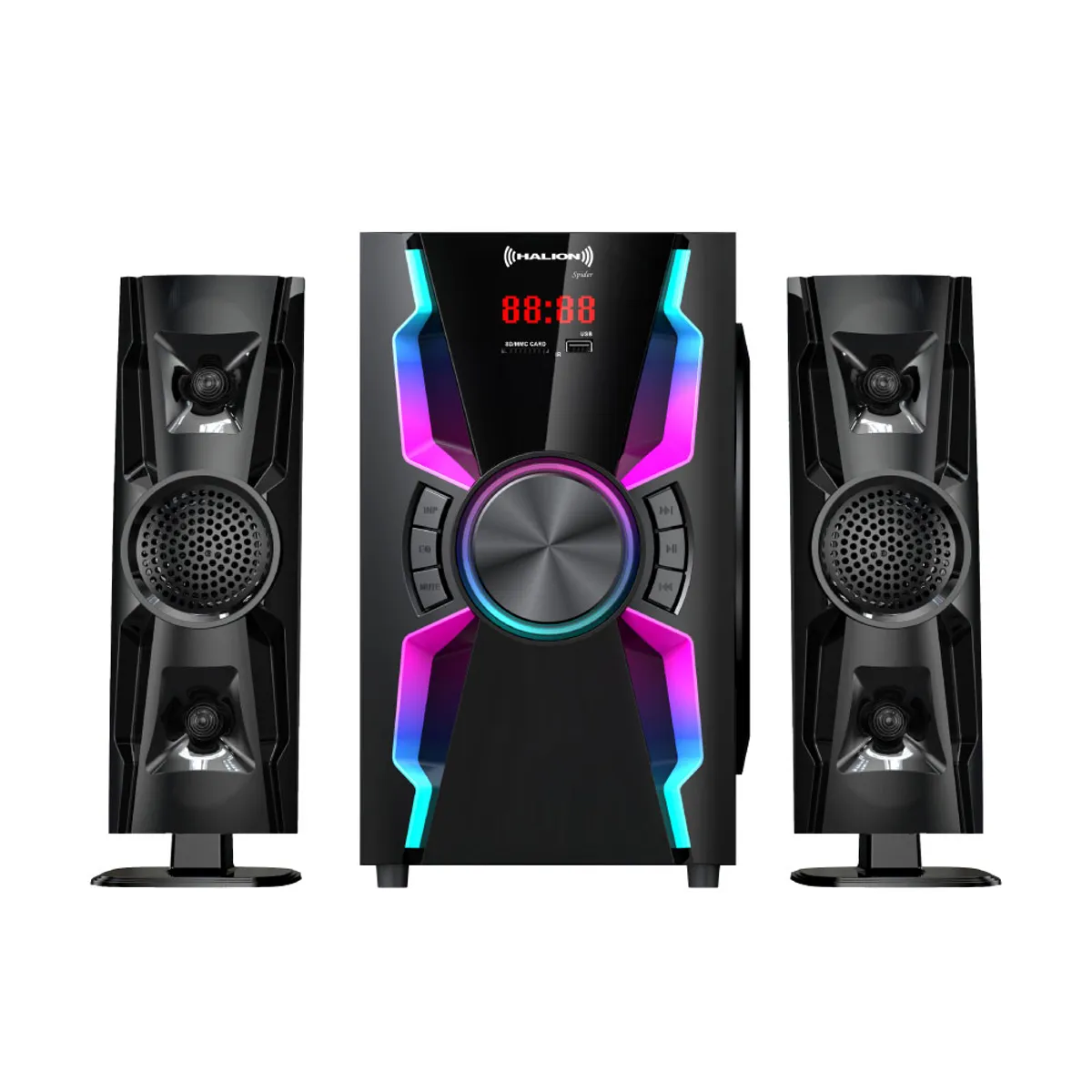 HALION - Parlante 2.1 Halion HA-F55 Spider Subwoofer  6.5" USB, SD, BT, FM 150w