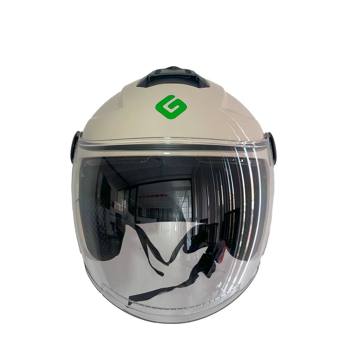 GREENLINE - CASCO PARA MOTO DOBLE VISOR, tipo Abierto, Greenline 502 CREMA
