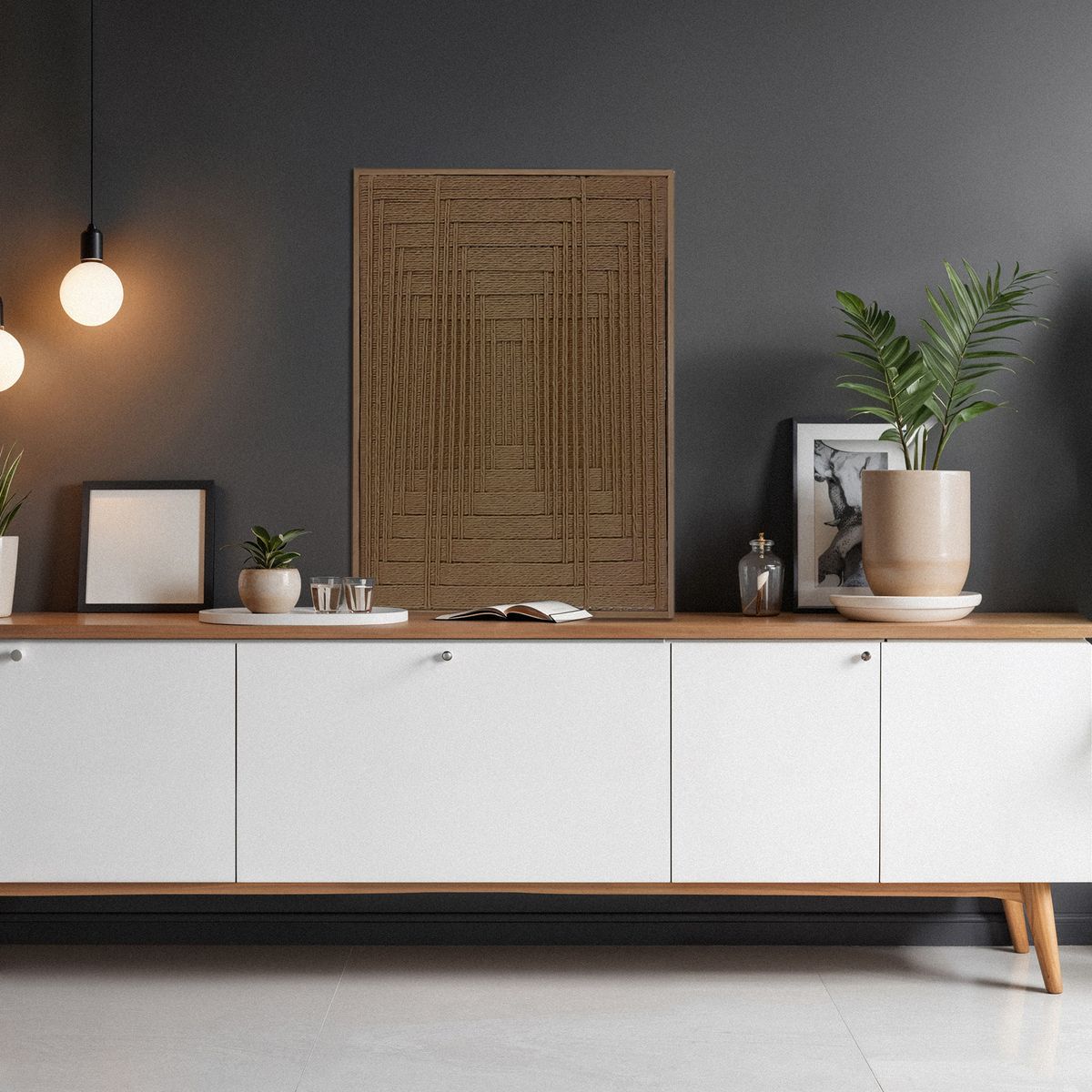 TEJICORP - Cuadro Charlott lienzo trenzado en color toffee