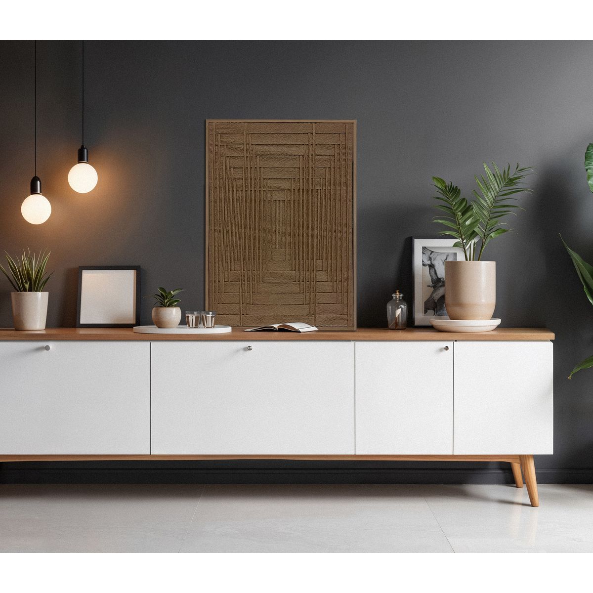 TEJICORP - Cuadro Charlott lienzo trenzado en color toffee