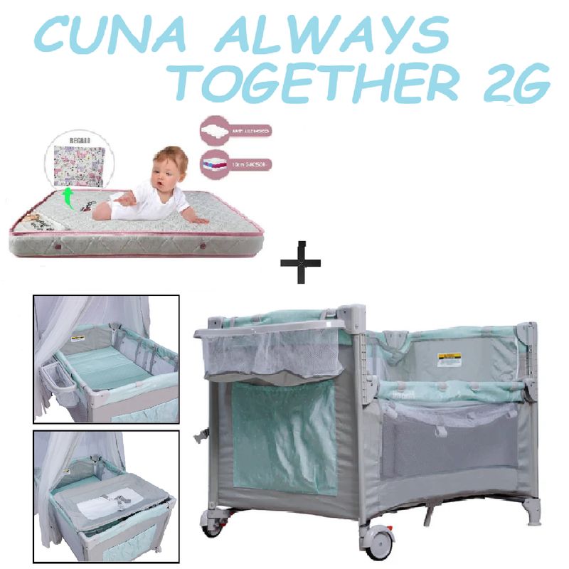 INFANTI - Nueva Cuna Always Together 2G Con Colchon Rosa- Verde