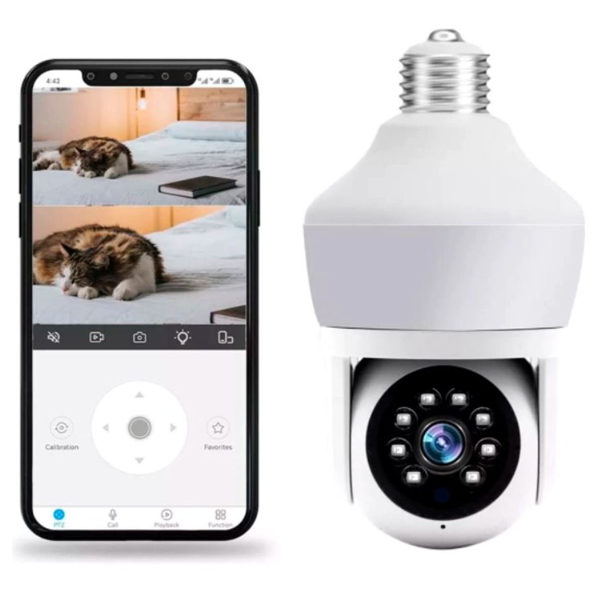 SEISA - Camara De Vigilancia Con Rotacion - Wifi Tipo Foco - FullHD Con Zoom
