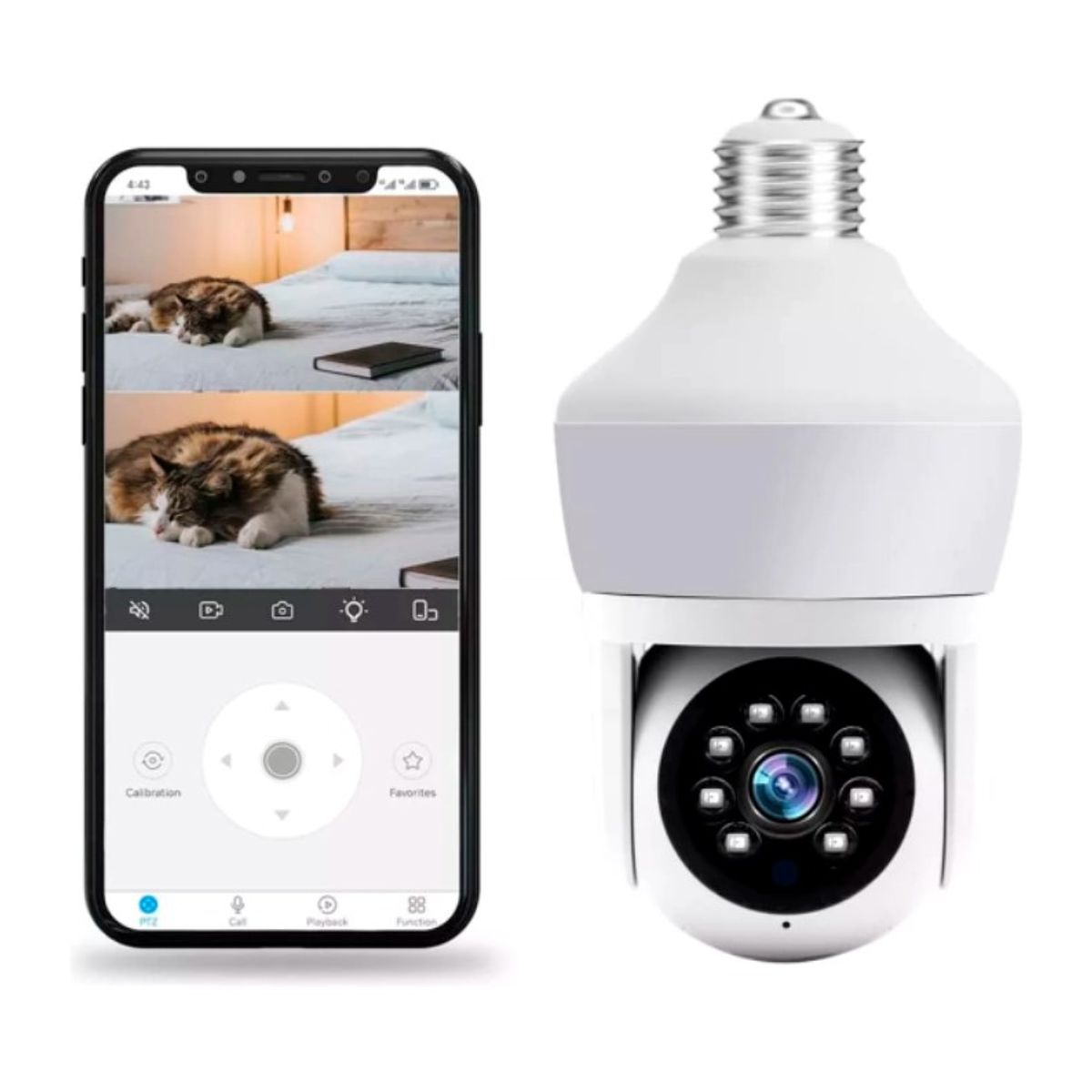 SEISA - Camara De Vigilancia Con Rotacion - Wifi Tipo Foco - FullHD Con Zoom
