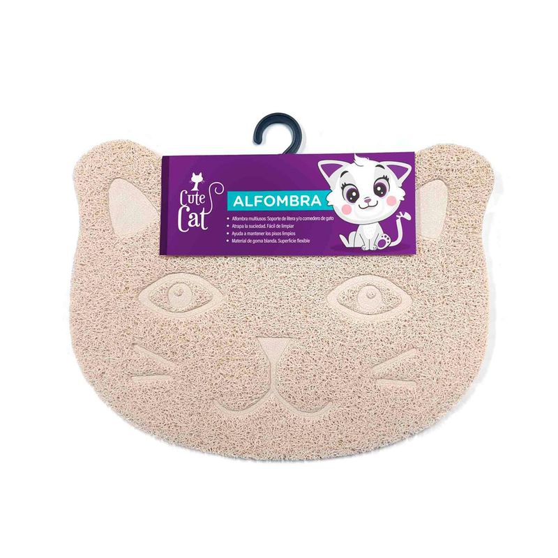 GENERICO - Alfombra Multiusos Beige Cute Cat Flexible 30x40cm