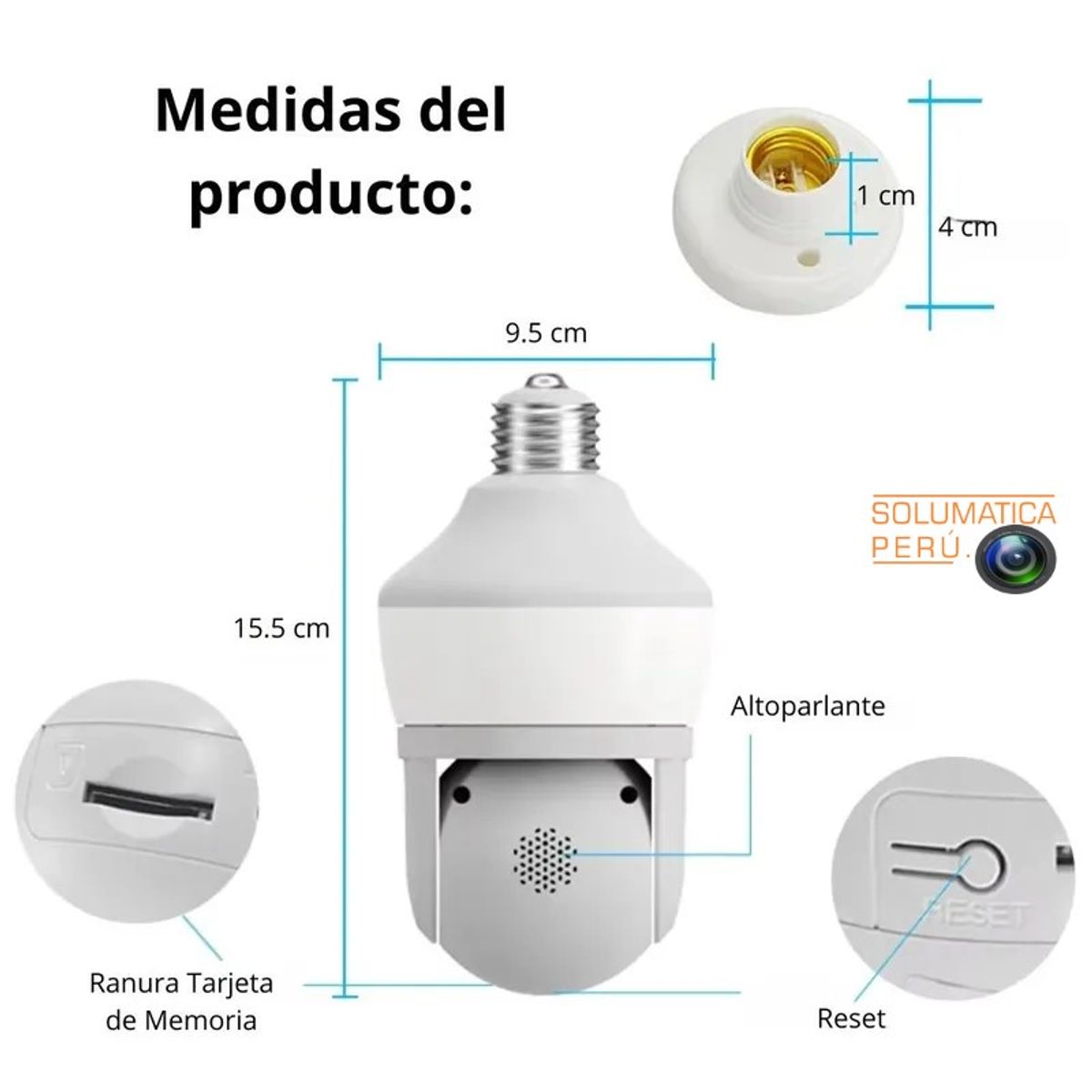 SEISA - Camara De Vigilancia PTZ - Wifi Tipo Foco - FullHD Con Zoom