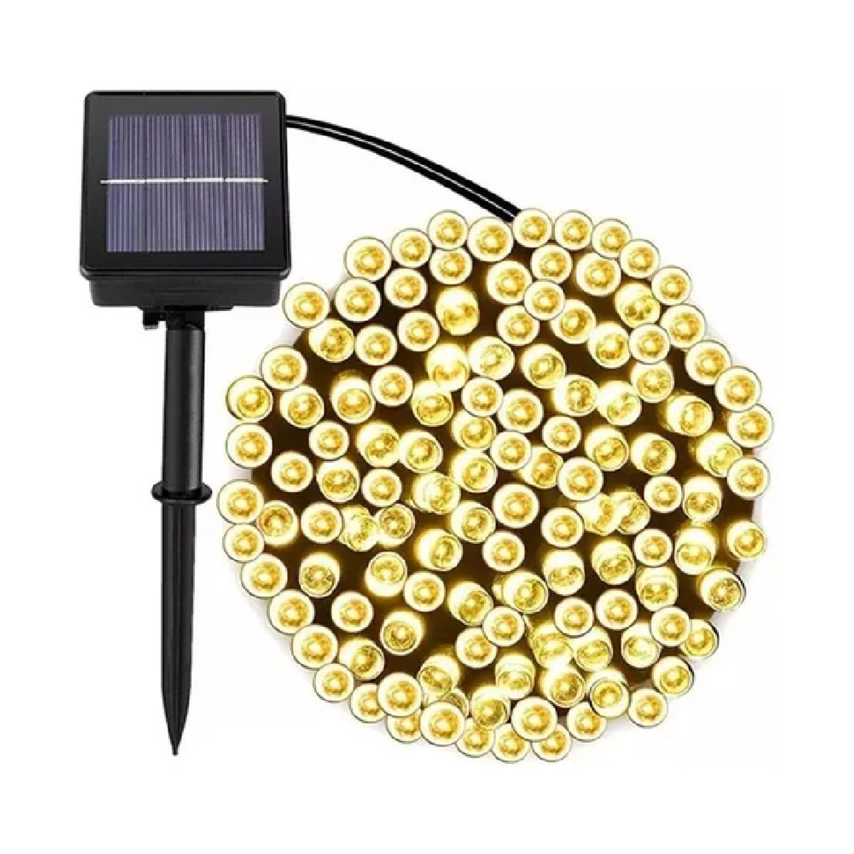 GENERICO - Luces Navideñas Ambar Con Panel Solar 20mts