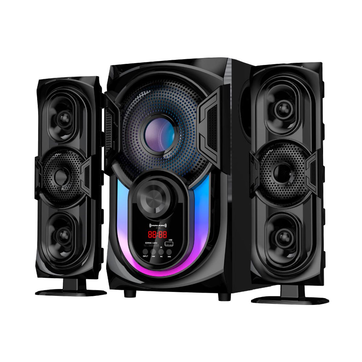 HALION - Parlante 2.1 Halion HA-F62 Oxford Subwoofer 6.5" USB, SD, BT, FM 200w