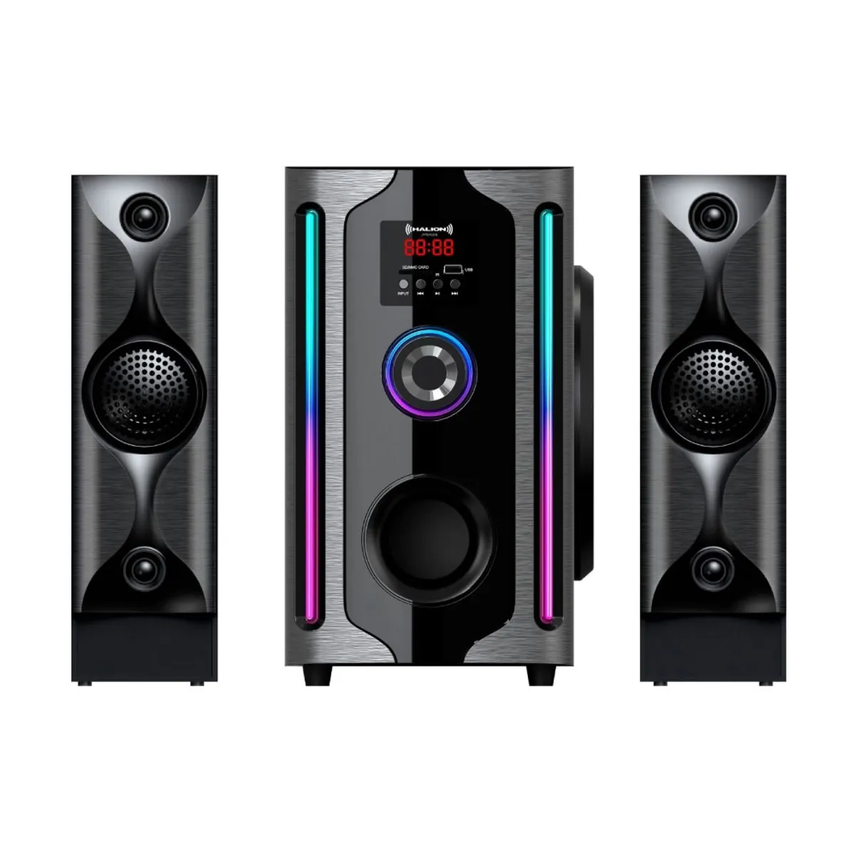 HALION - Parlante 2.1 Halion HA-F84 Avenger Subwoofer 8" USB, SD, BT, FM 250w