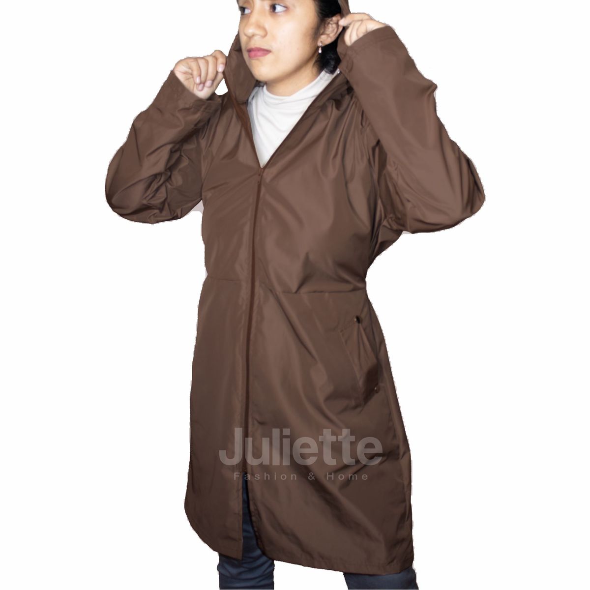 GENERICO - CORTAVIENTO CAPA LARGA CASUAL IMPERMEABLE