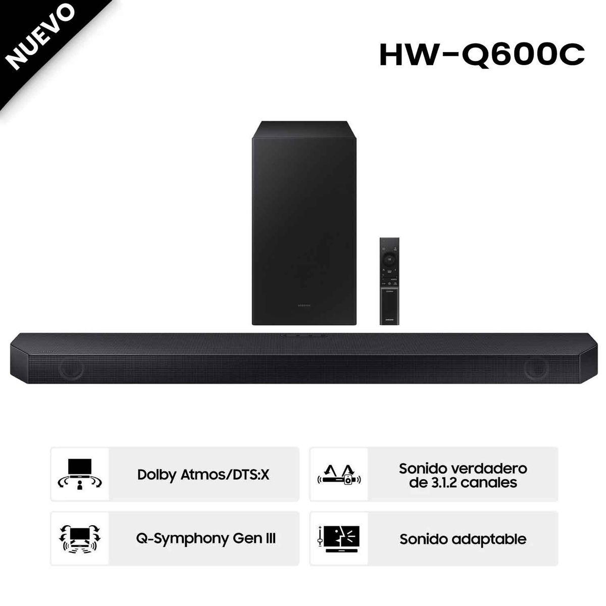SAMSUNG - Soundbar Samsung Bluetooth 312 CH HW-Q600CPE
