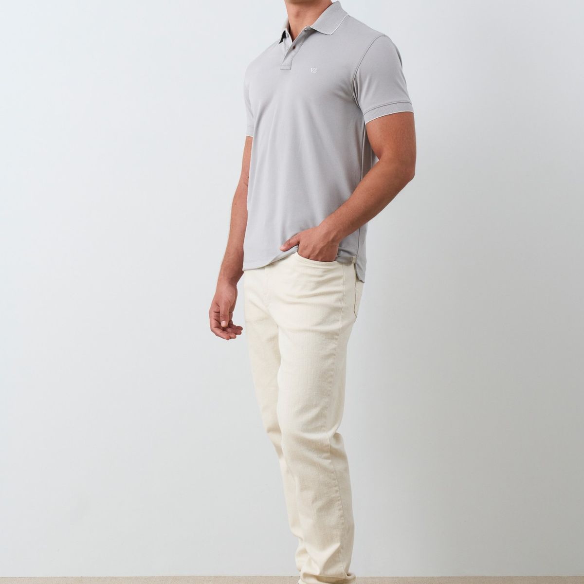 VELEZ - Vélez Polo Manga Corta Solan Para Hombre Semi Fitted Crema