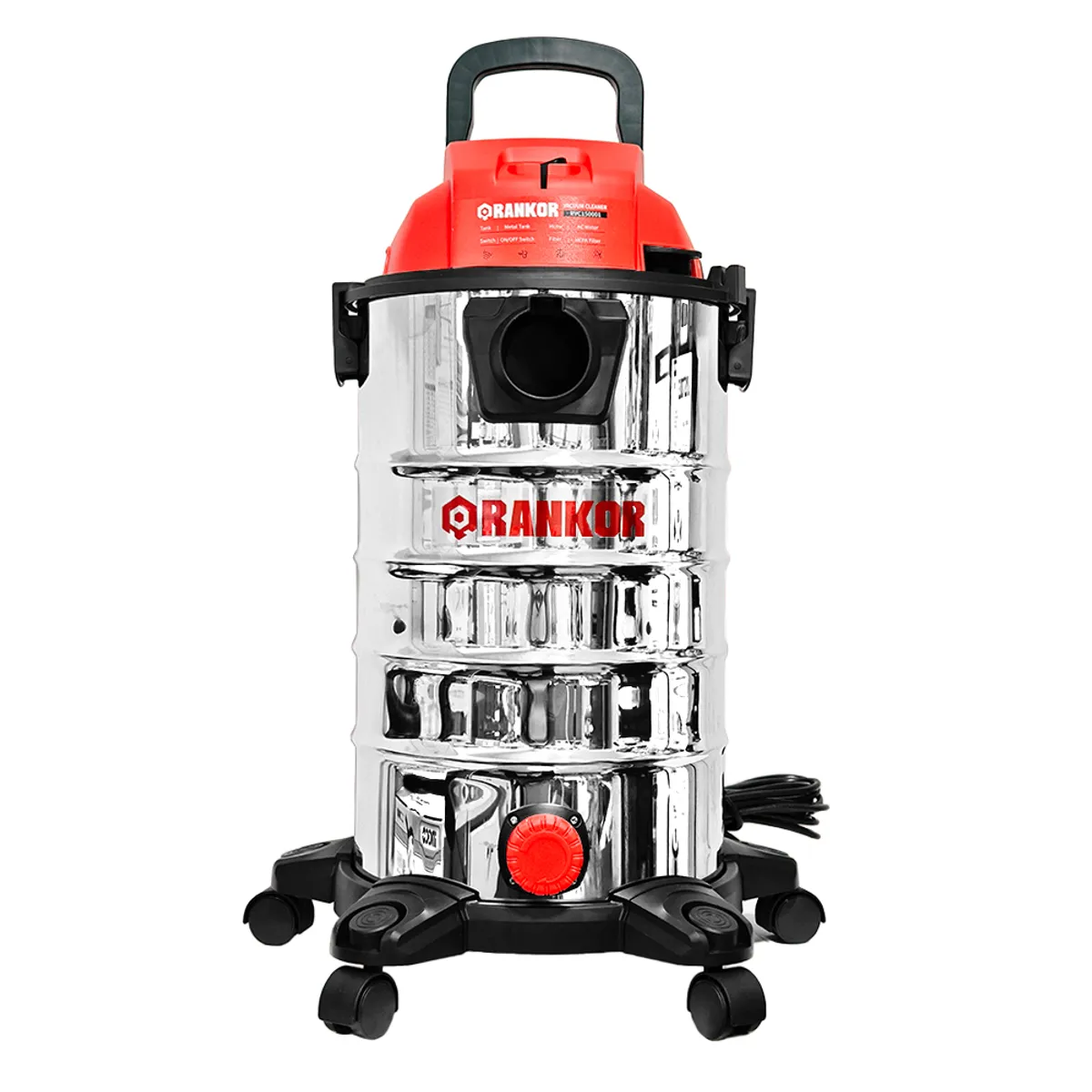 RANKOR - Aspiradora Sopladora Polvo y Agua Industrial Rankor RVC150001 1500W 30 Litros