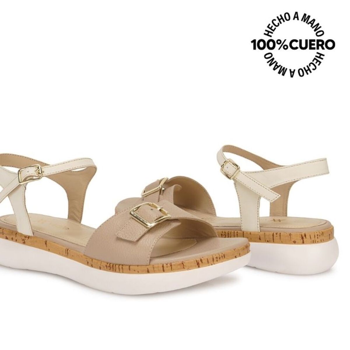 VIALE - Sandalia Dorsay Casual ALE-2519 HuesoPalo Viale Cuero