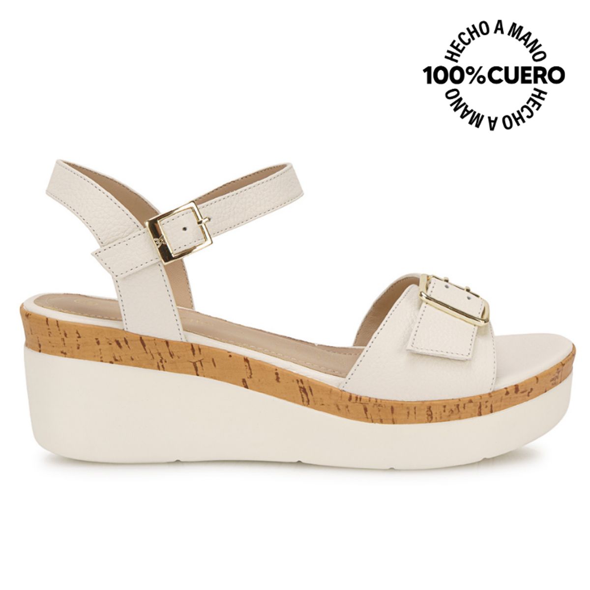 VIALE - Sandalia Dorsay Casual ALE-2615 Blanco Sof Viale Cuero