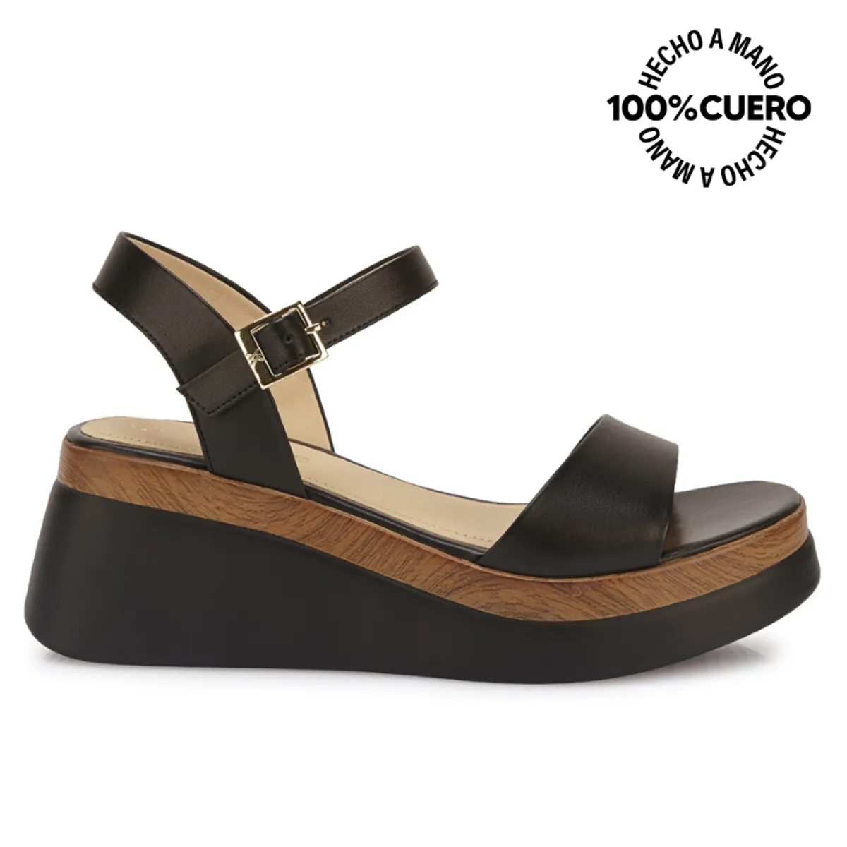 VIALE - Sandalia Dorsay Casual ALE-2625 Negro Viale Cuero