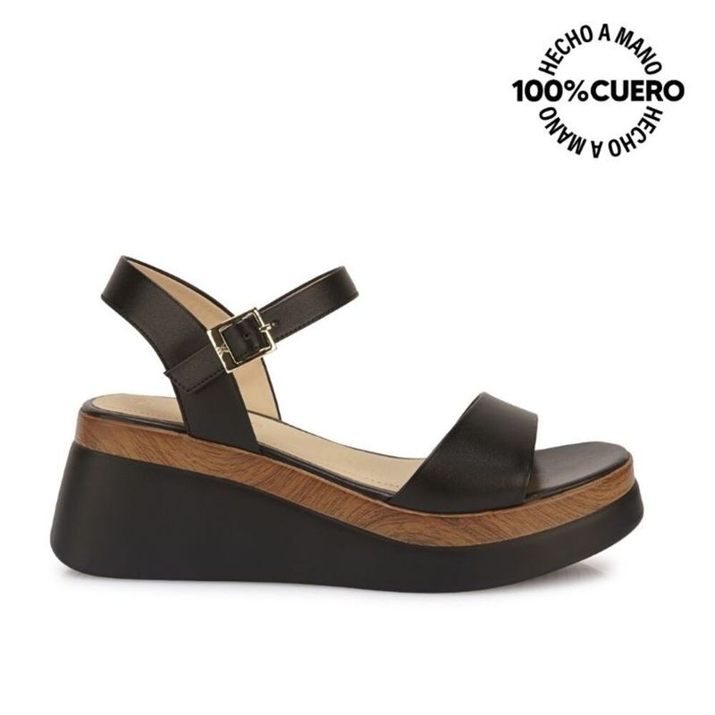 VIALE - Sandalia Dorsay Casual ALE-2625 Negro Viale Cuero