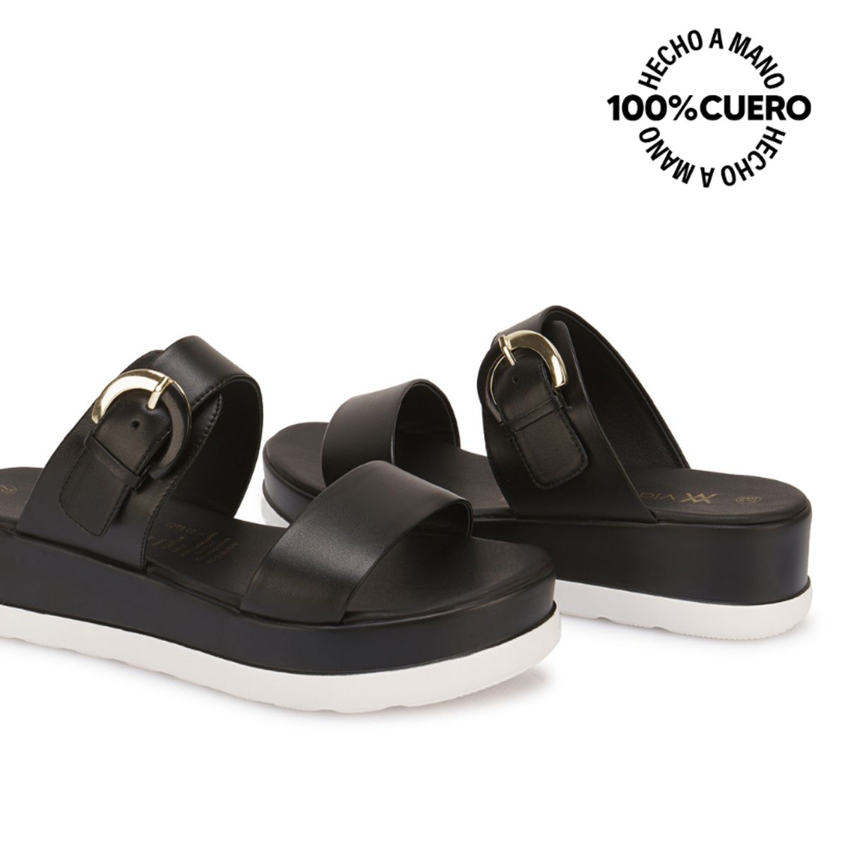 VIALE - Sandalia Strap Casual ALE-2632 Negro Viale Cuero