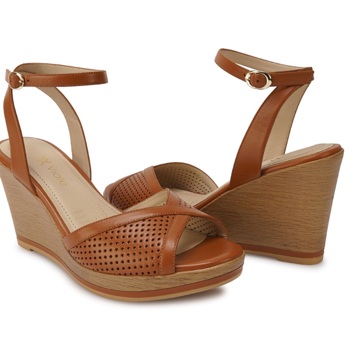 VIALE - Sandalia Dorsay Casual DAYA-2603 Natural Viale Cuero