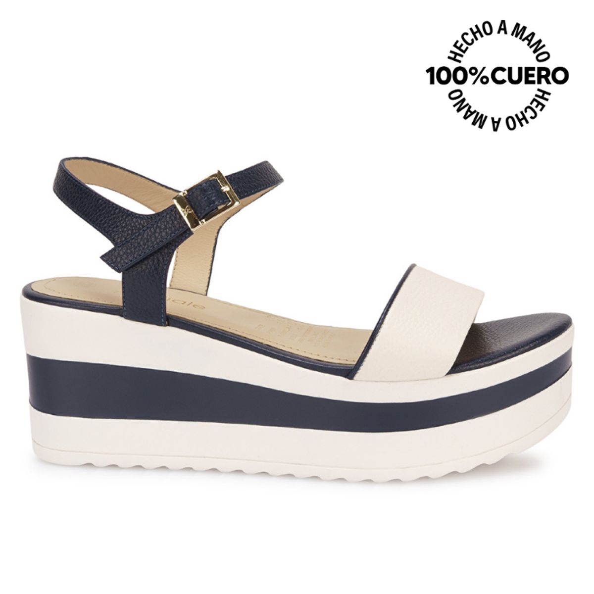 VIALE - Sandalia Dorsay Casual DAYA-2607 Azul Viale Cuero