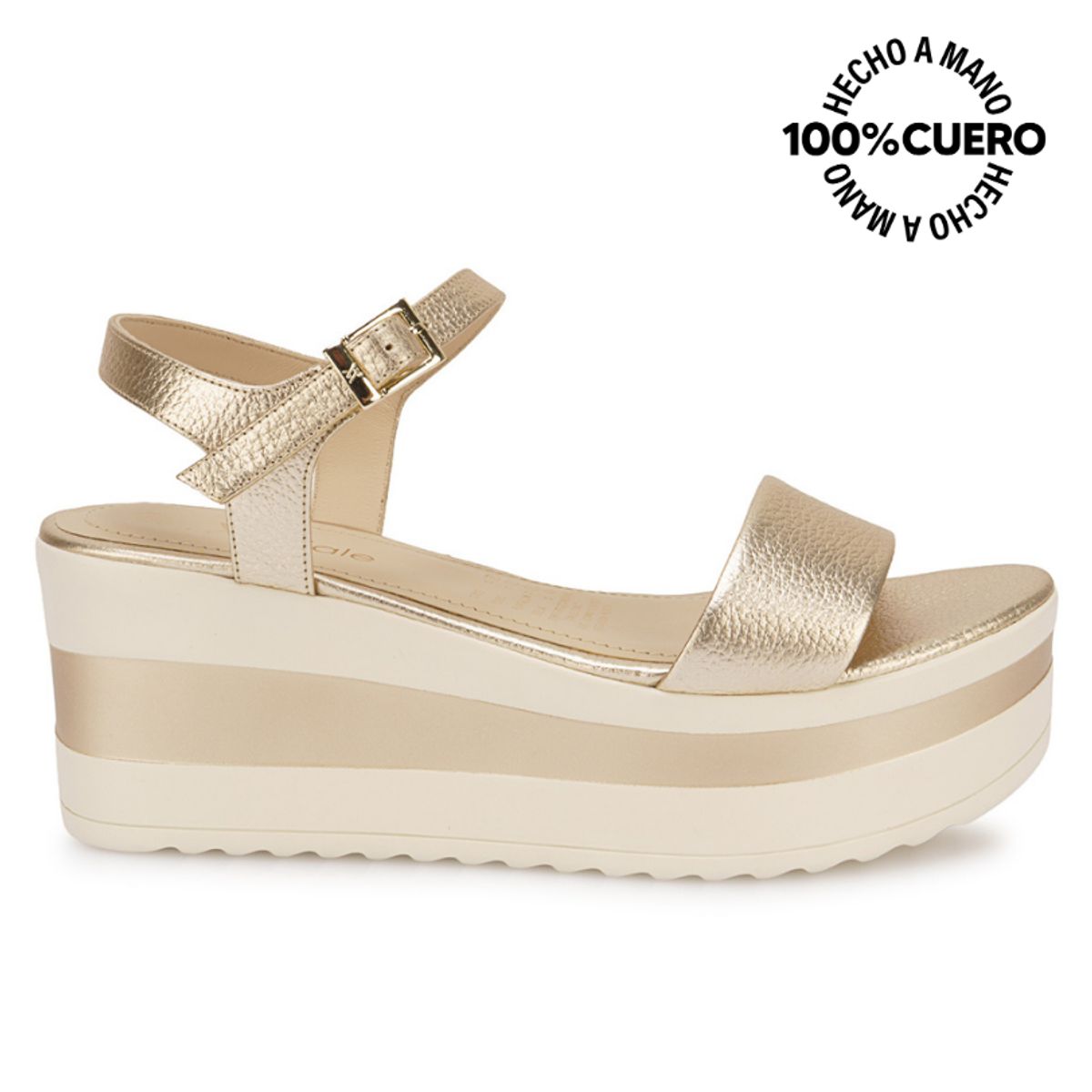 VIALE - Sandalia Dorsay Casual DAYA-2607 Champagne Viale Cuero