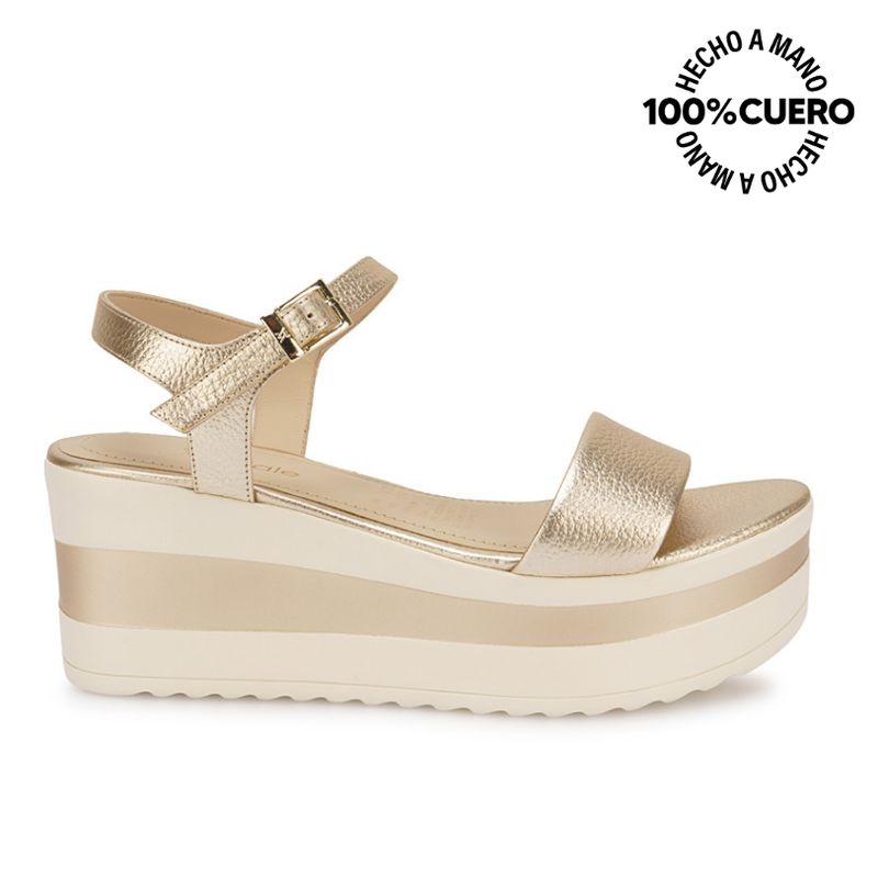VIALE - Sandalia Dorsay Casual DAYA-2607 Champagne Viale Cuero