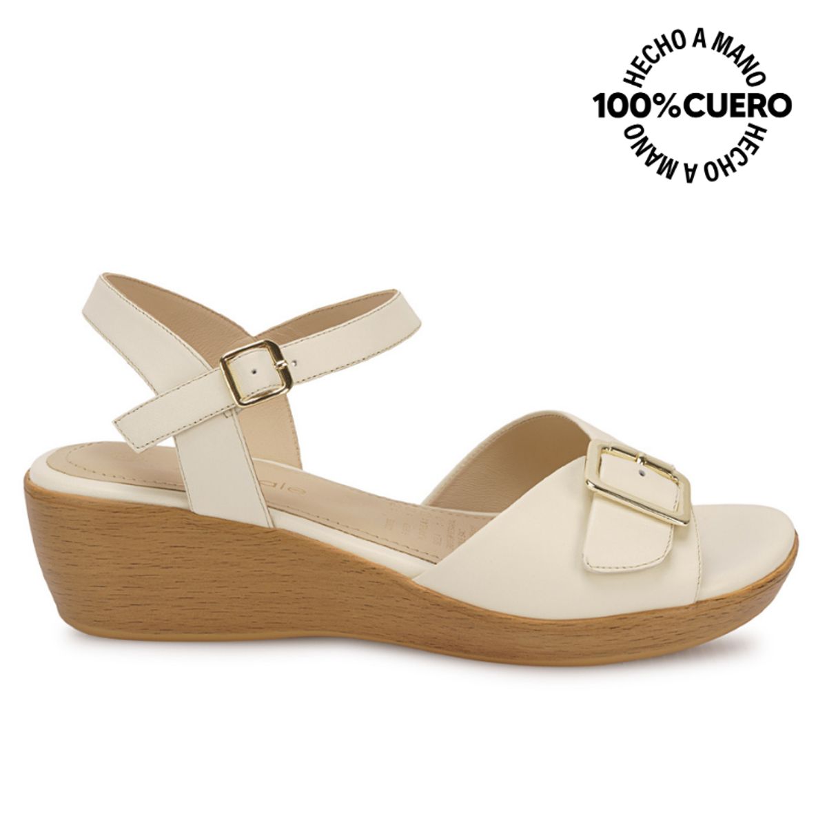 VIALE - Sandalia Dorsay Casual DAYA-2608 Hueso Viale Cuero