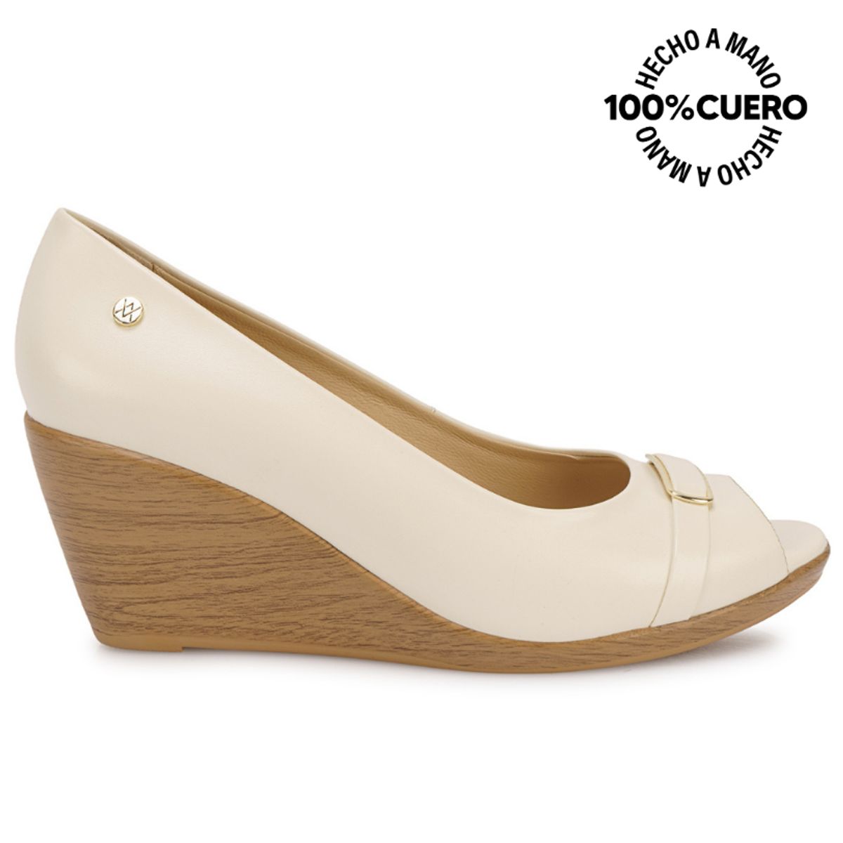 VIALE - Zapato Peep Toe Casual LINDA-2606 Hueso Viale Cuero