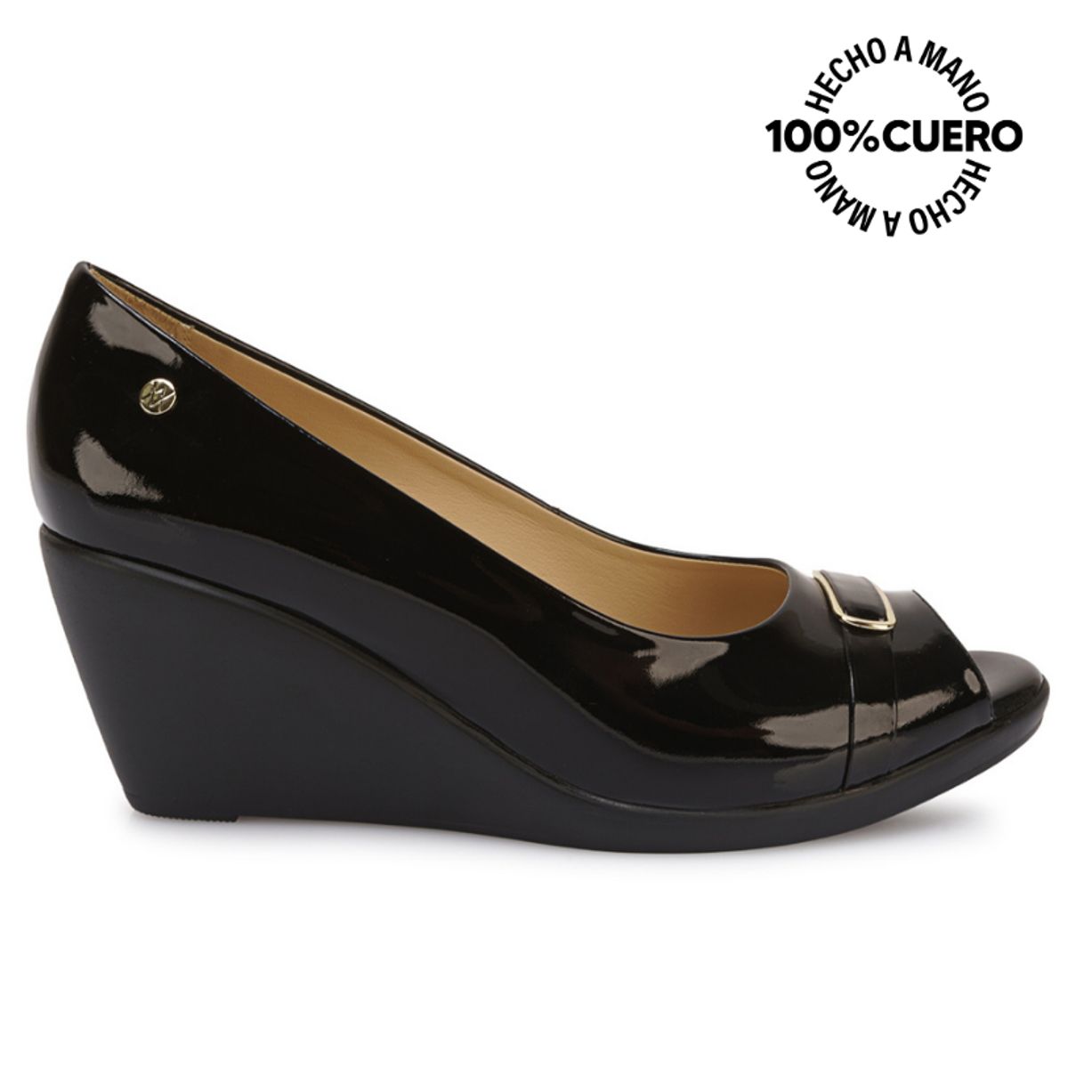 VIALE - Zapato Peep Toe Casual LINDA-2606 Negro Viale Cuero
