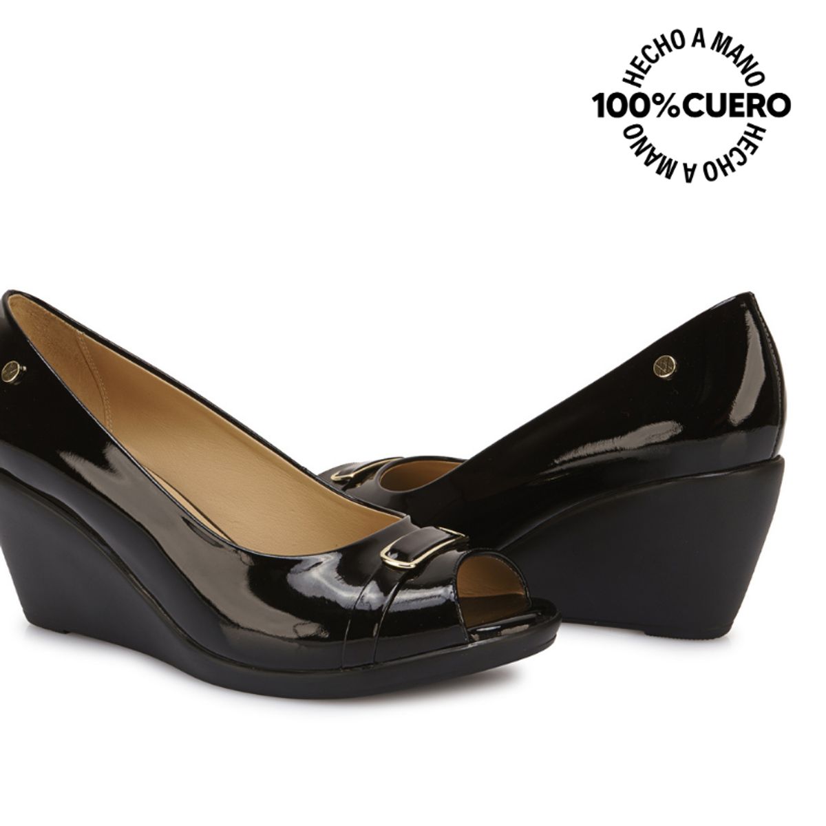 VIALE - Zapato Peep Toe Casual LINDA-2606 Negro Viale Cuero
