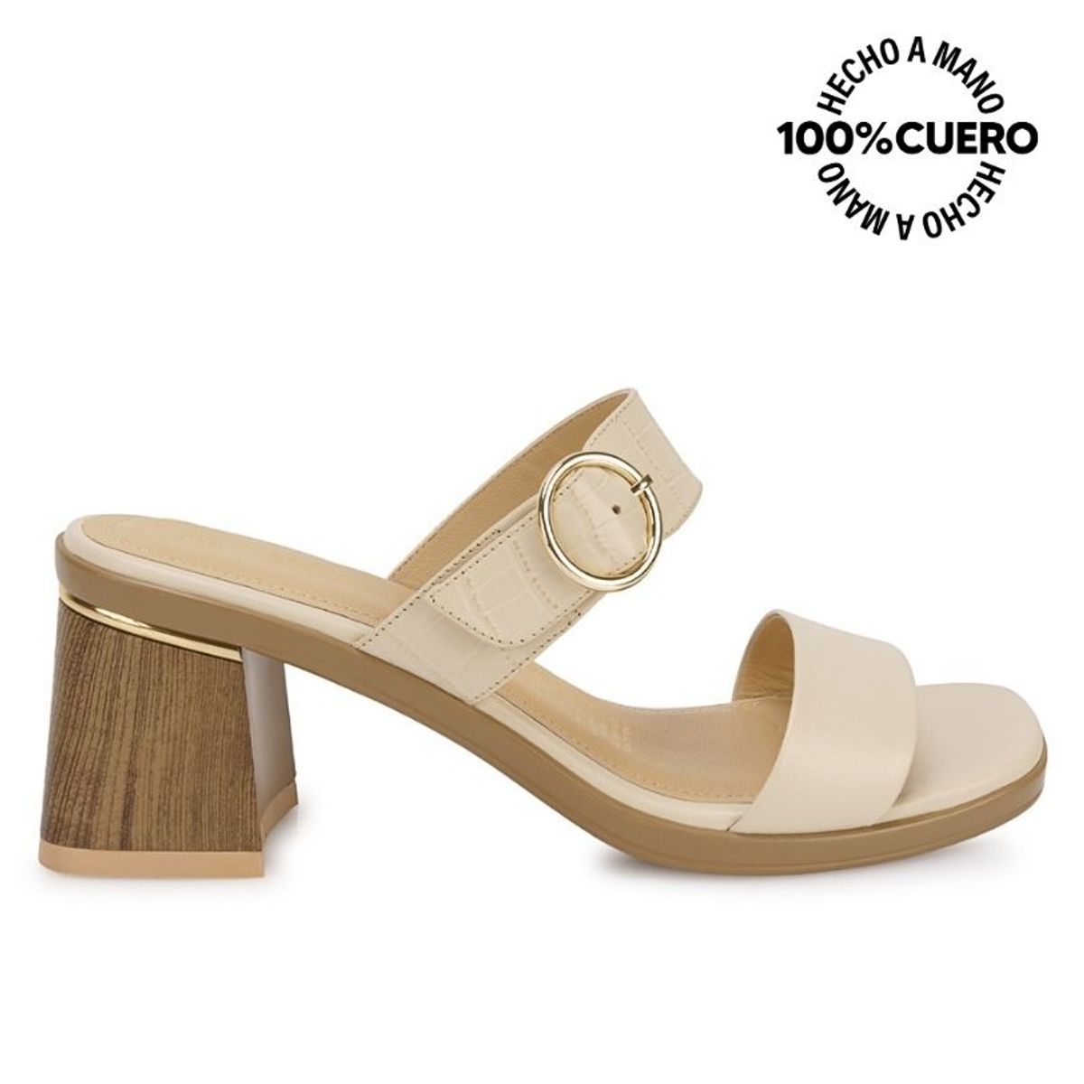 VIALE - Sandalia Strap Casual LINDA-2607 Vainilla Viale Cuero