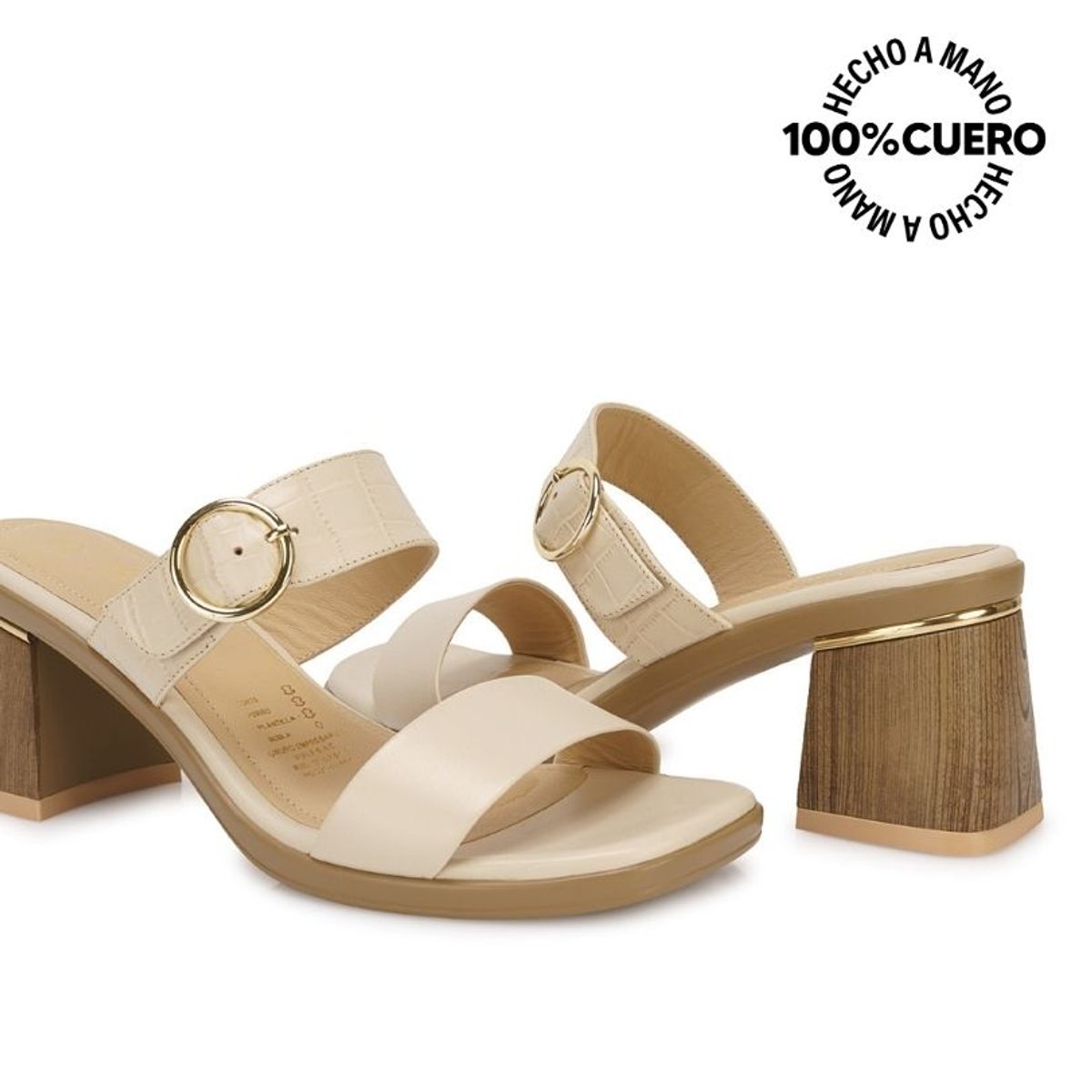 VIALE - Sandalia Strap Casual LINDA-2607 Vainilla Viale Cuero