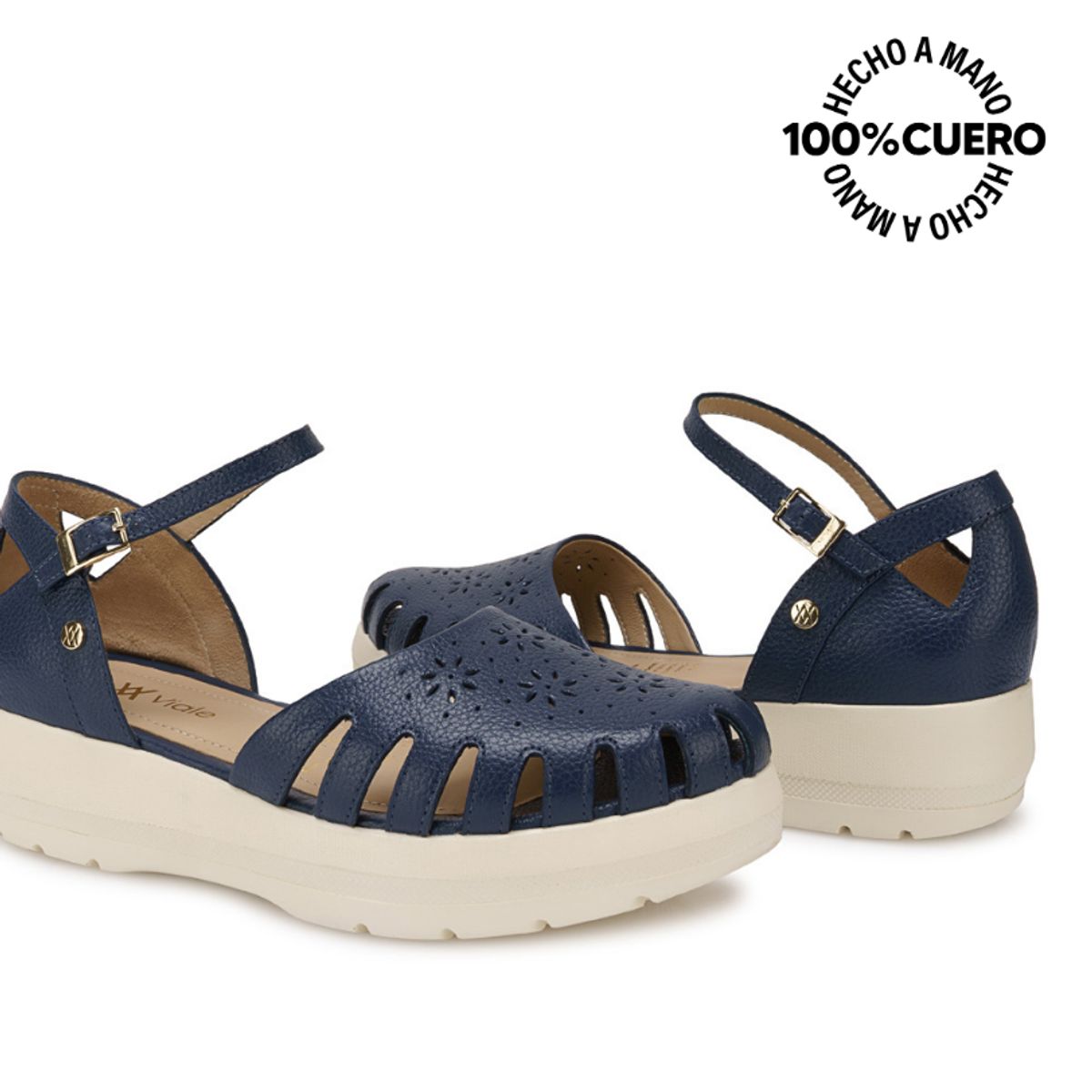 VIALE - Sandalia Franciscana Casual ROXI-2601 Azul Denim Viale Cuero