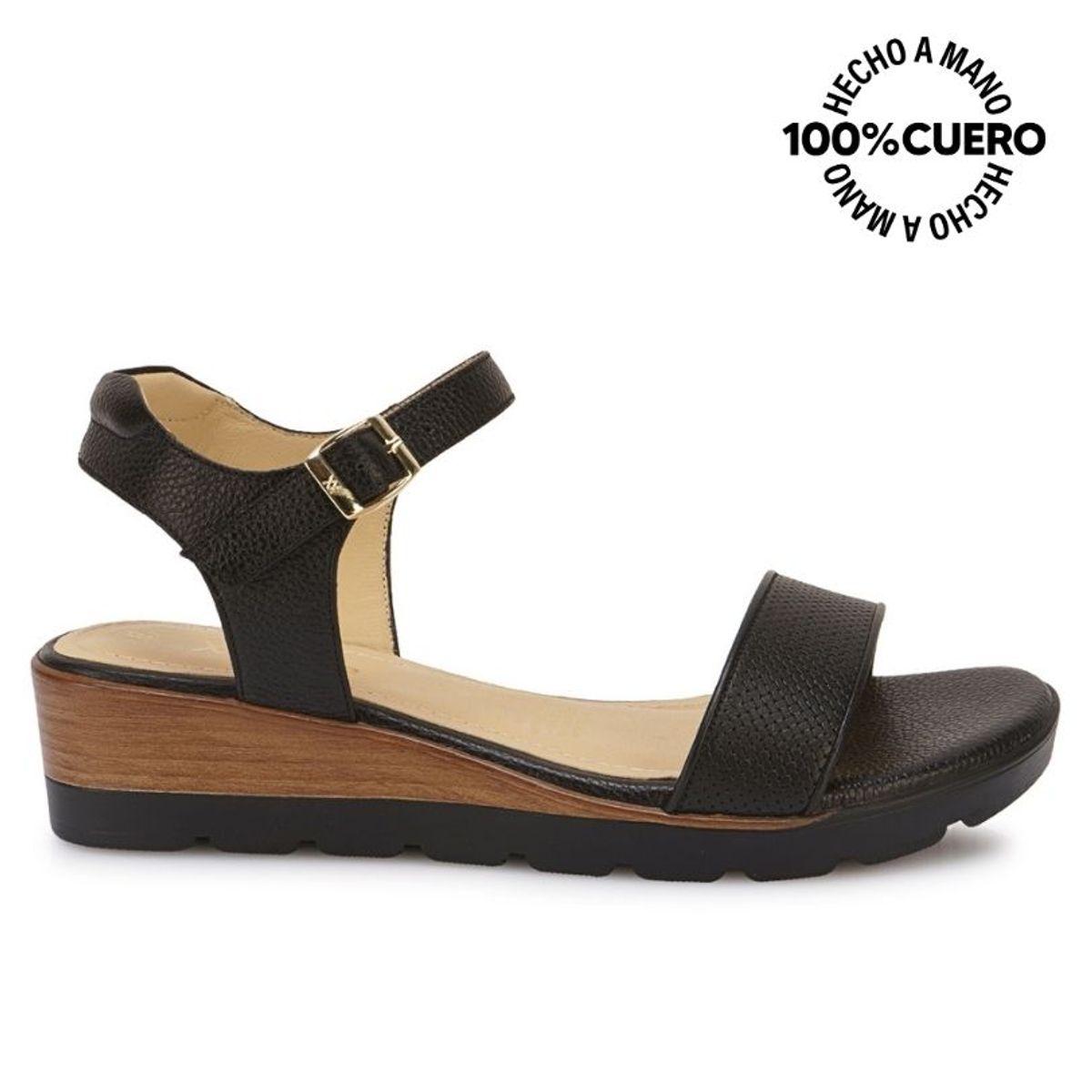 VIALE - Sandalia Dorsay Casual SOFI-2612 Negro Viale Cuero