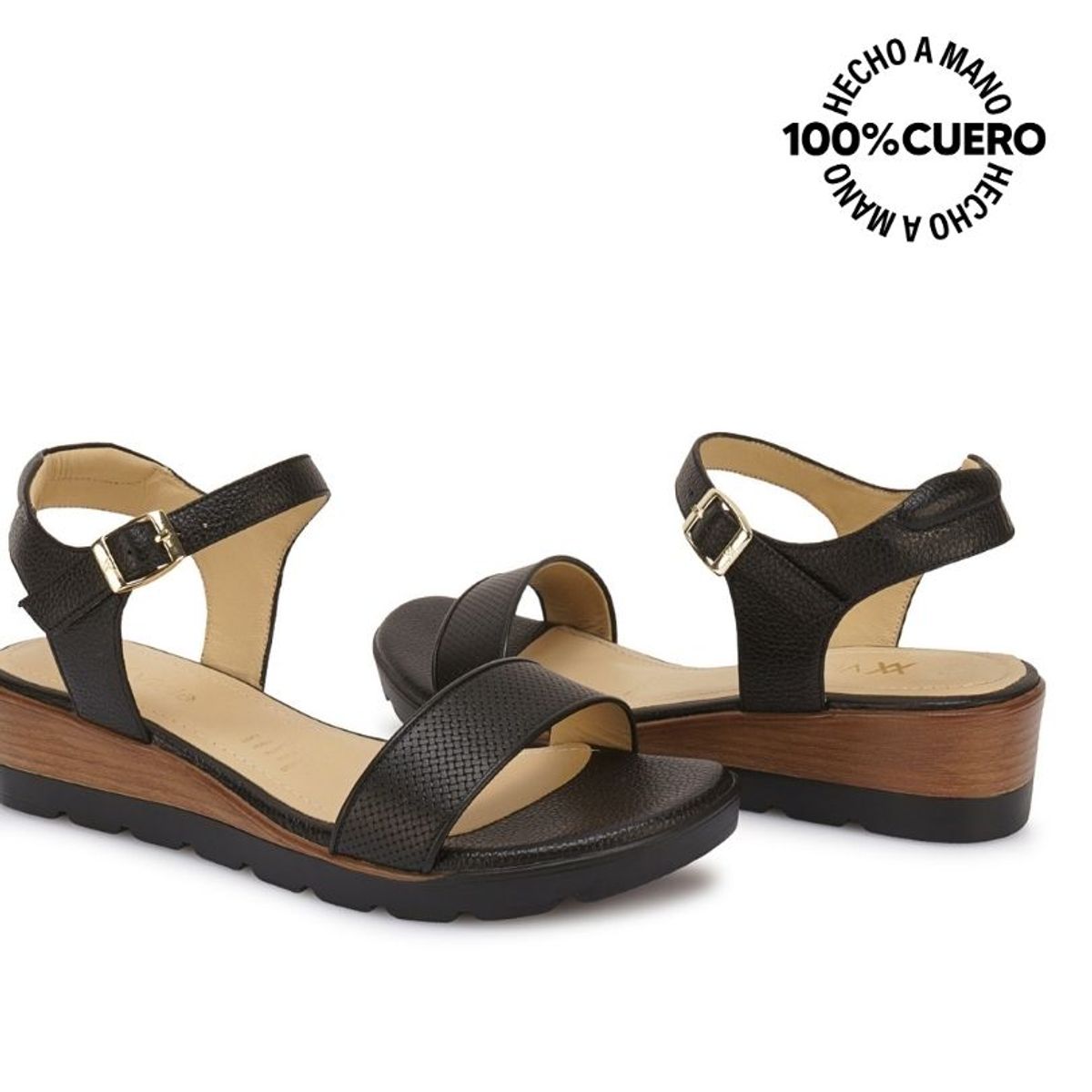 VIALE - Sandalia Dorsay Casual SOFI-2612 Negro Viale Cuero