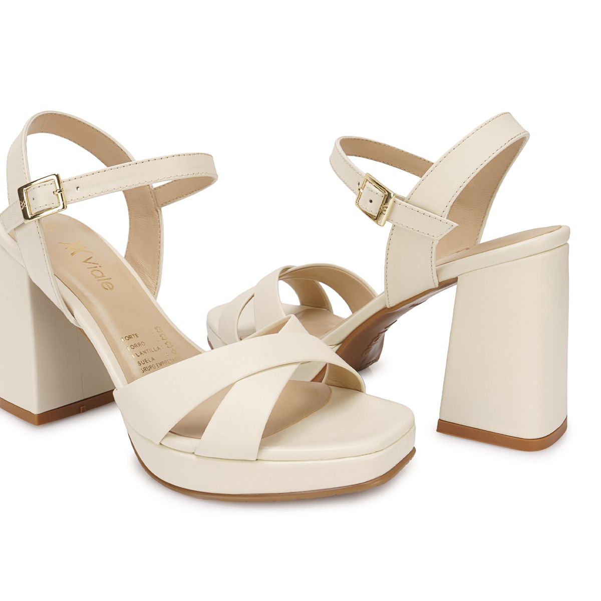 VIALE - Sandalia Dorsay Casual TATI-2605 Hueso Viale Cuero