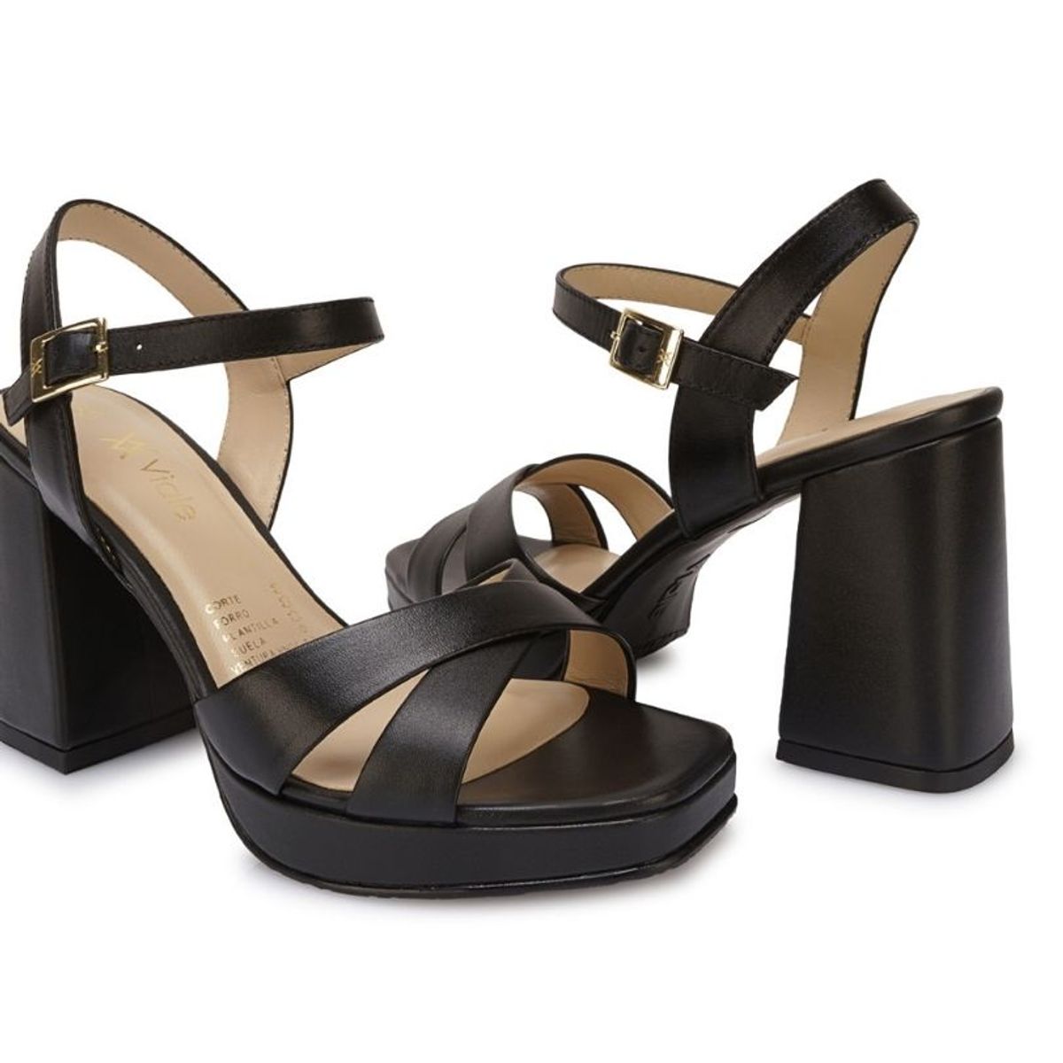 VIALE - Sandalia Dorsay Casual TATI-2605 Negro Viale Cuero