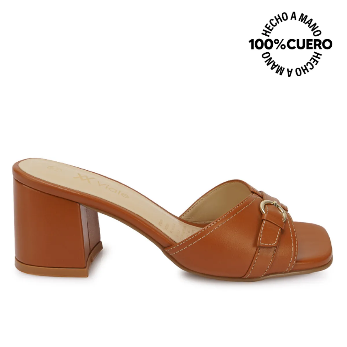 VIALE - Sandalia Slide Casual TATI-2607 Natural Viale Cuero