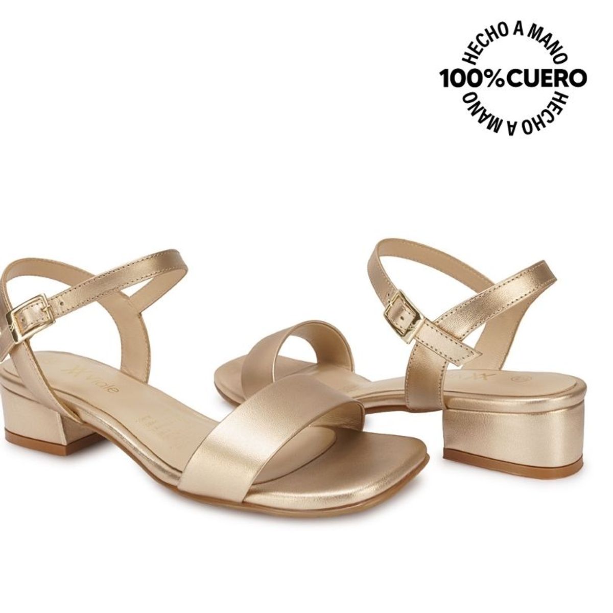 VIALE - Sandalia Dorsay Casual TATI-2610 Dorado Viale Cuero