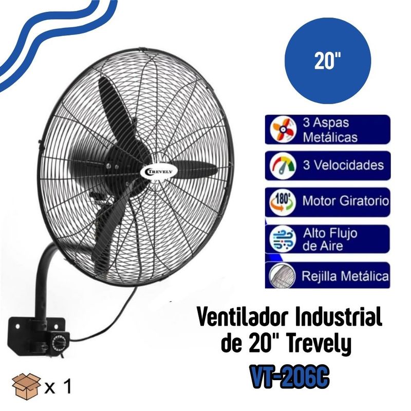 GENERICO - Ventilador Industrial Trevely  de Pared de 20 Pulgadas