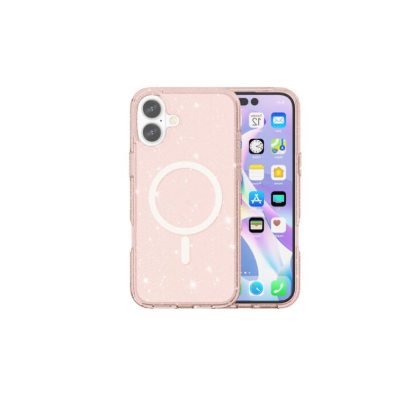 SPACE - CASE MAGSAFE GLITET PARA IPHONE 16 COLOR ROSA